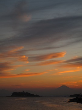 鎌倉の夕陽の画像